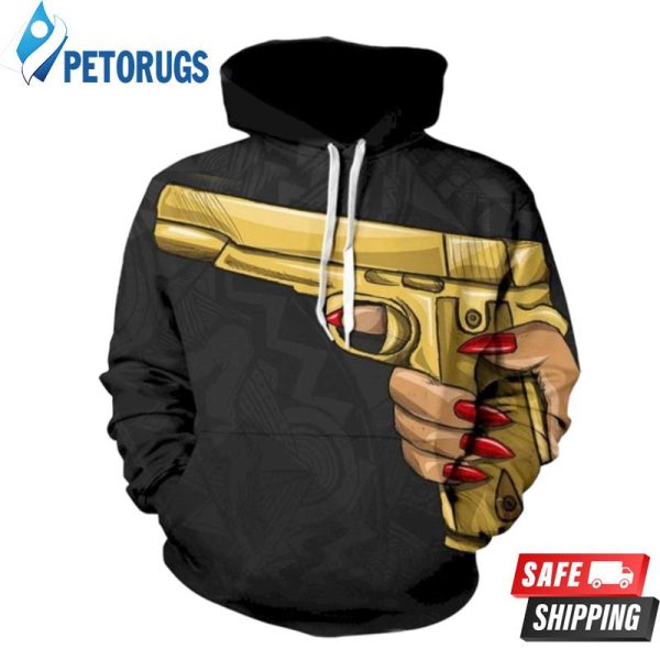 A Girls Gold Gun 3D Hoodie