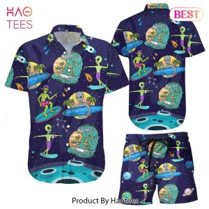 Alien Hawaiian Shirt Alien Surfing Beach Summer Aloha Hawaii Shirt Surfing Gifts For Dad