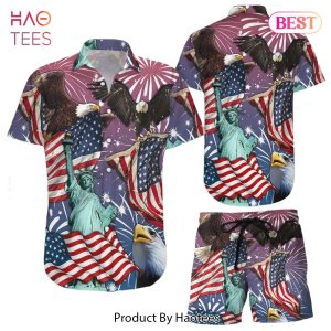 Ameican Eagle Hawaiiian Shirt Patriot Eagle USA Independent Day Hawaii Shirt Patriotic Gifts For Veterans