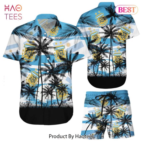 Argentina Coconut Pattern Hawaiian Soccer Team World Cup 2022 Qatar Champions Football Gift Fans World Cup 3D Hawaiian Shirt