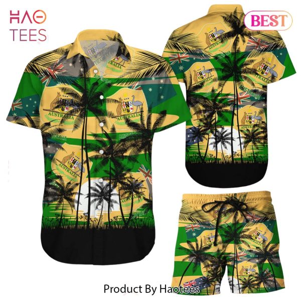 Australia Coconut Pattern Hawaiian Soccer Team World Cup 2022 Qatar Champions Football Gift Fans World Cup 3D Hawaiian Shirt