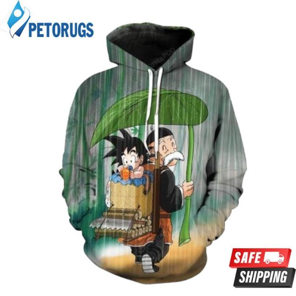 Baby Goku And Grandpa Gohan In The Rain Dragon Ball Z 3D Hoodie