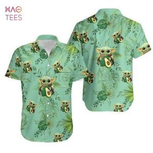 Baby Yoda Hugging Avocadoes Tropical Leaves Ii Hawaiian Shirt