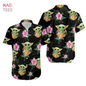 Baby Yoda Hugging Pineapples Seamless Tropical Hawaiian Shirt