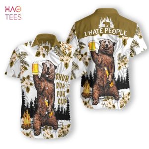 Bear Drinks Beer Hawaiian Shirt