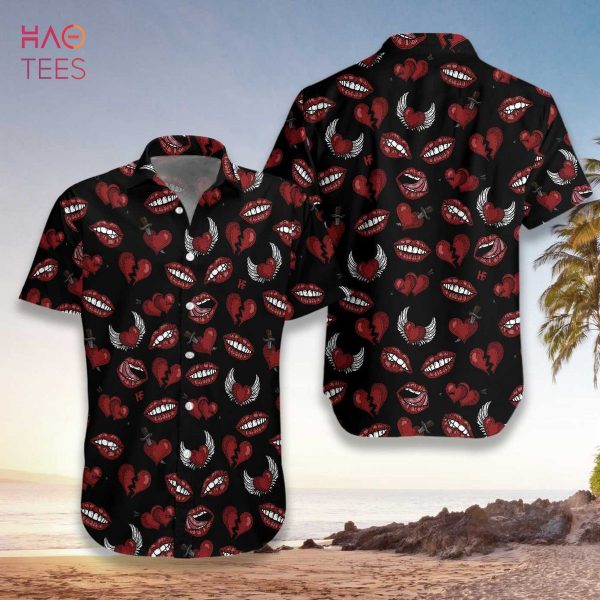 Black Valentine Seamless Pattern Hawaiian Shirt