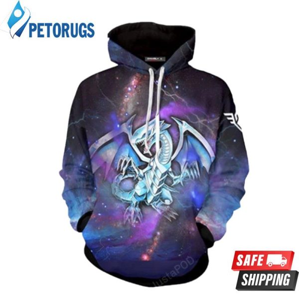 Blue Eyes White Dragon Yu Gi Oh 3D Hoodie