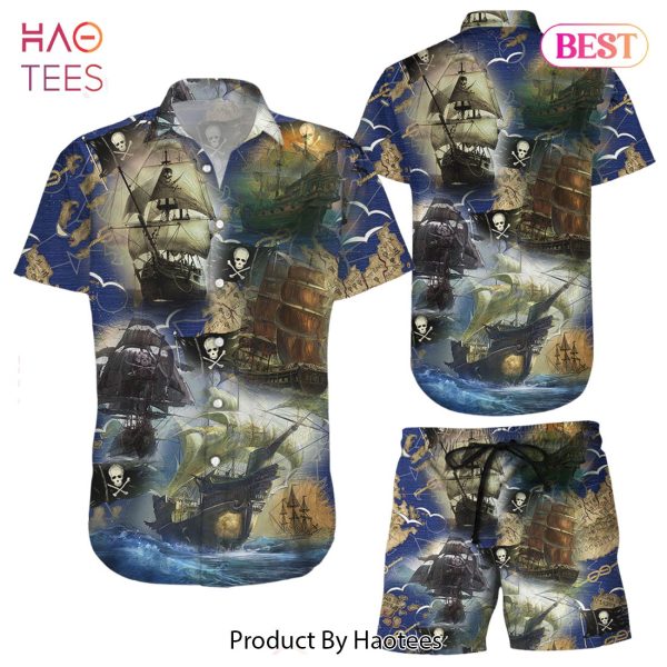 Boat Shirt Pirate Boat Flag Map Hawaiian Shirt Pirate Themed Gifts For Adults