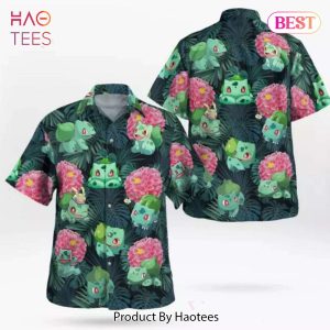 Bulbasaur Tropical Floral Hawaiian Shirt Anime Shirt for Men Women