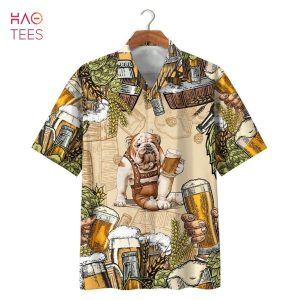 Bull Dog Drink Beer Print Hawaiian Shirt