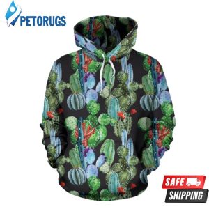 Cactus Watercolor Style 3D Hoodie