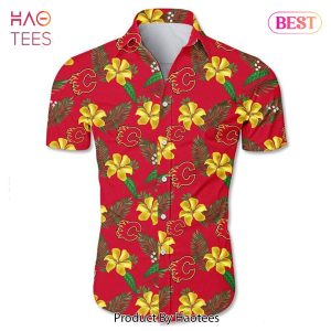 Calgary Flames Hawaiian Shirt Tropical Flower summer