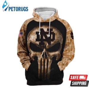 Camouflage Skull Notre Dame Fighting Irish American Flag 3D Hoodie