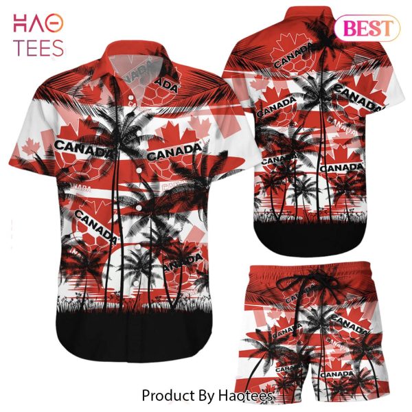 Canada Coconut Pattern Hawaiian Soccer Team World Cup 2022 Qatar Champions Football Gift Fans World Cup 3D Hawaiian Shirt