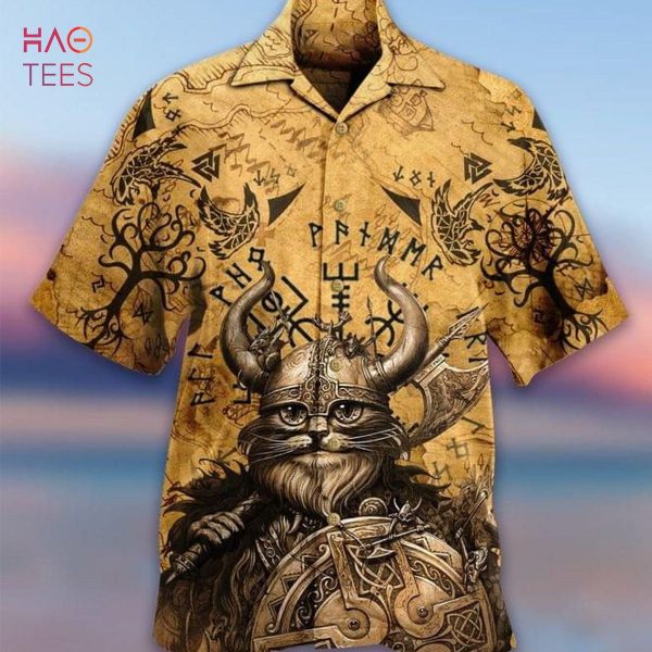 Cat Viking Print Hawaiian Shirt