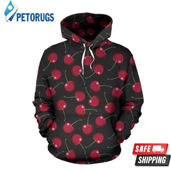 Cherry Black Background 3D Hoodie