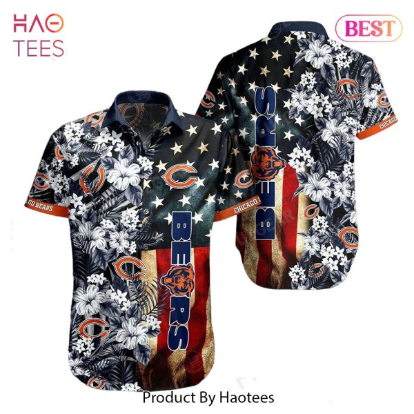 Chicago Bears NFL Graphic US Flag Flower Hawaiian Shirt New Trends Summer Gift Ever Fans