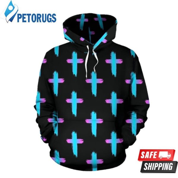 Christian Cross Neon Pattern 3D Hoodie