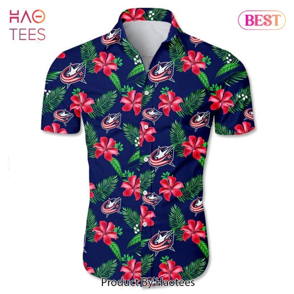 Columbus Blue Jackets Hawaiian Shirt Tropical Flower summer