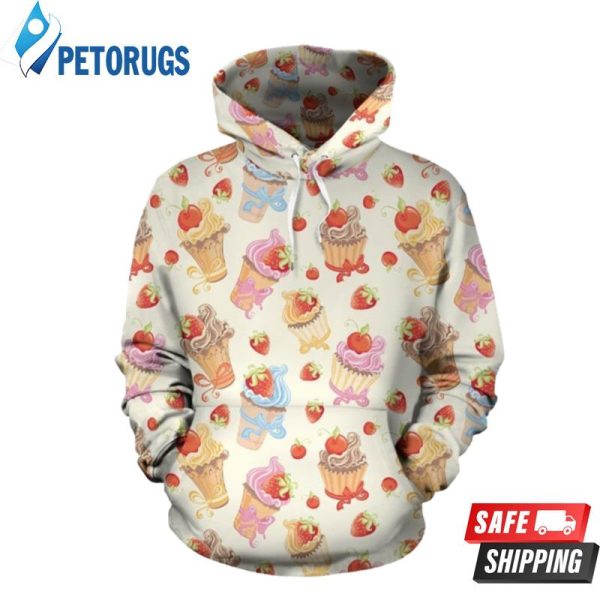 Cupcakes Strawberry Cherry 3D Hoodie