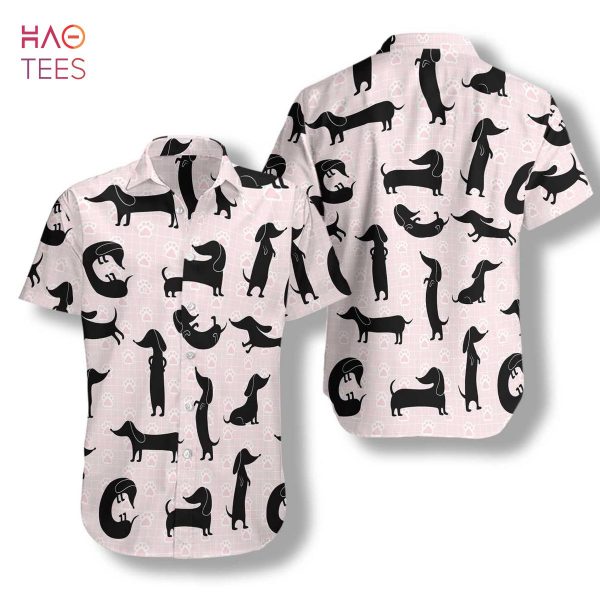 Dachshund Silhouette Pattern Hawaiian Shirt