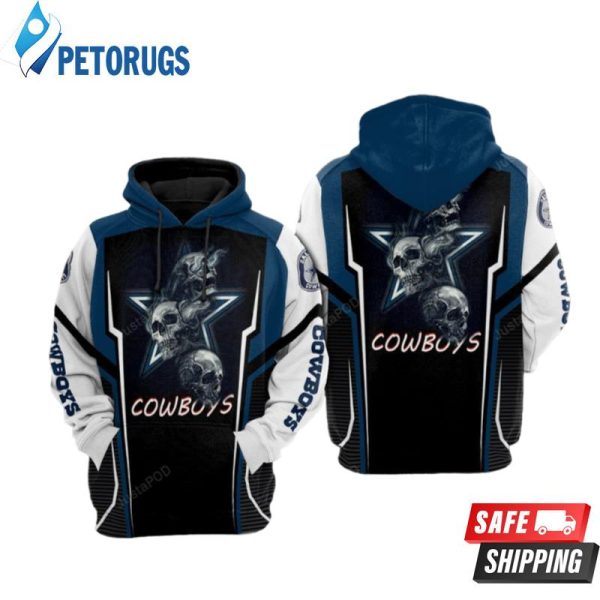 Dallas Cowboys Nfl Football Three Skull Dallas Cowboys 3D Hoodie