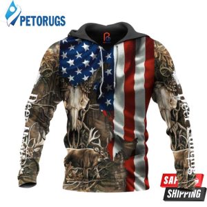 Deer Hunting American Flag 3D Hoodie