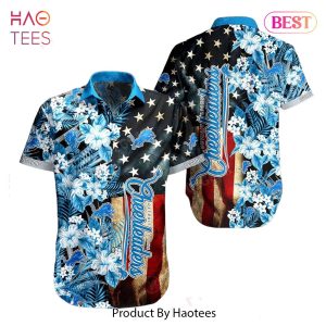 Detroit Lions NFL Graphic US Flag Flower Hawaiian Shirt New Trends Summer Gift Ever Fans