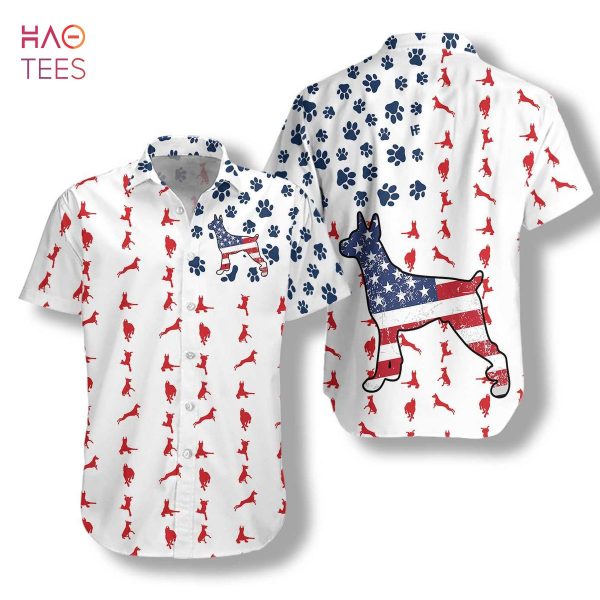 Doberman American Flag Hawaiian Shirt