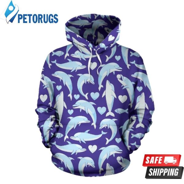 Dolphin Smile Pattern 3D Hoodie