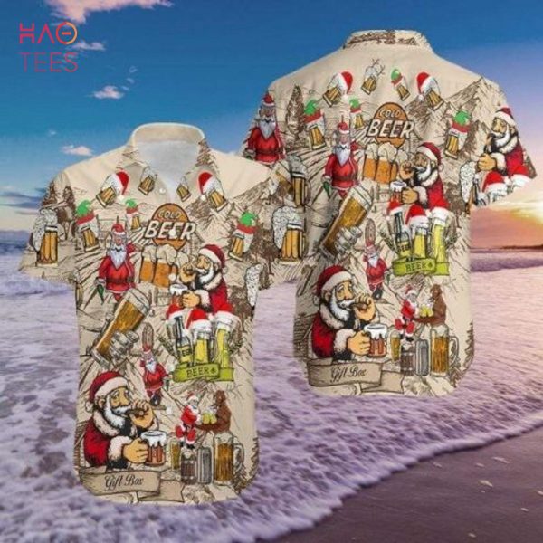 Drinking Beer Santa Claus Christmas Hawaii Shirt