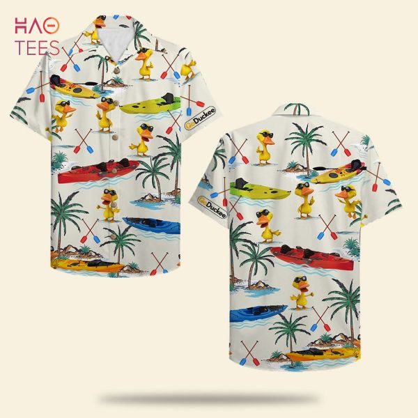 Duck & Kayak Boat Pattern Kayaking Duck Hawaiian Shirt