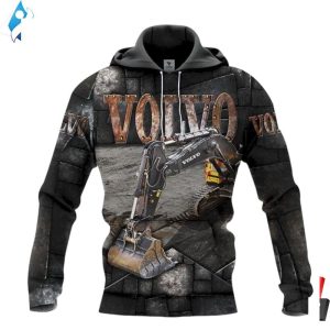 Excavator Volvo And Pered Custom Excavator Volvo Graphic 3D Hoodie