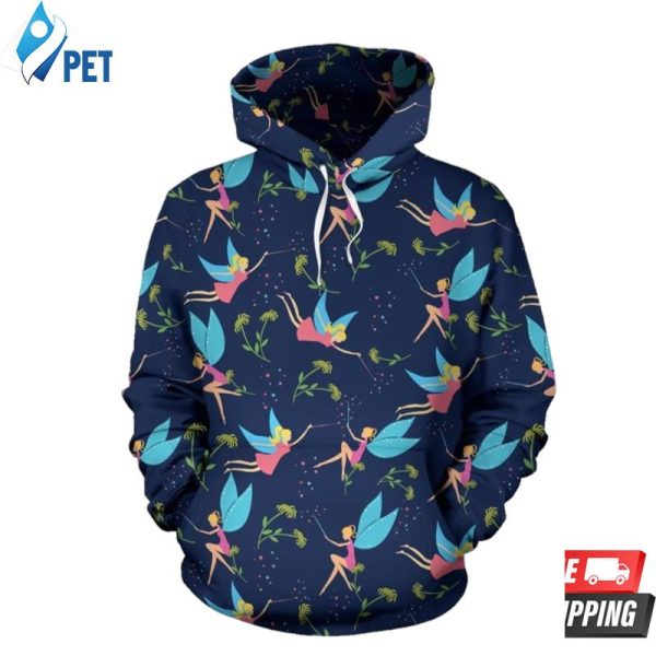 Fairy With Flower Pattern 3D Hoodie