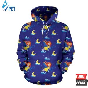 Fairy With Moon Pattern 3D Hoodie