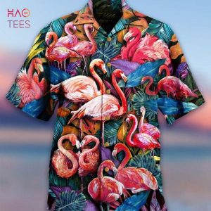 Flamingo Heart Print Hawaiian Shirt