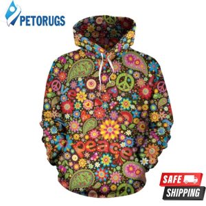 Flower Power Peace Paisley Themed 3D Hoodie