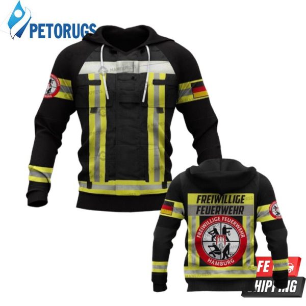 Freiwillige Feuerwehr Hamburg Blue 3D Hoodie