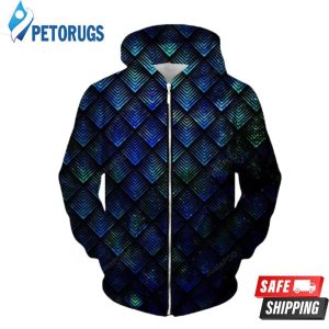 Galactic Dragon Scale Teal Up 3D Hoodie