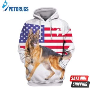 German Shepherd Dogs Under American Flag 3D Hoodie