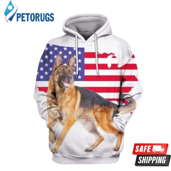 German Shepherd Dogs Under American Flag 3D Hoodie