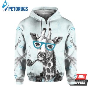 Giraffe Sun Glasses Jip 3D Hoodie