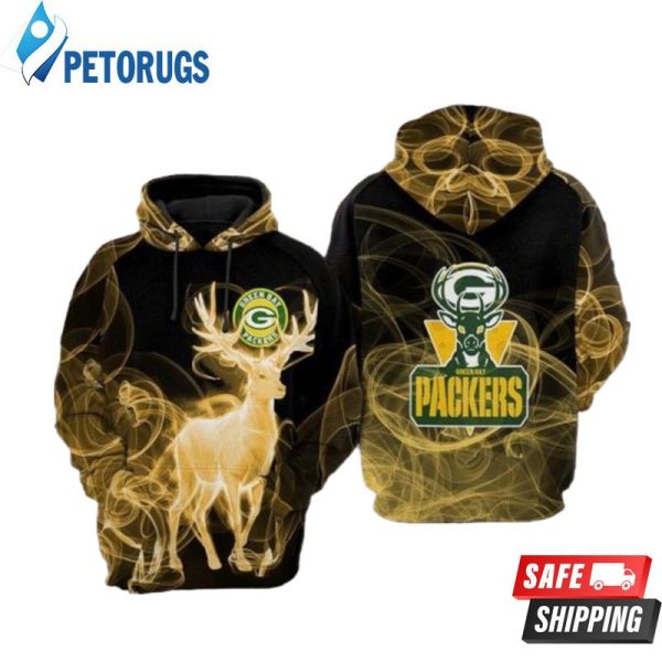 Green Bay Packers Nfl Football Smoke Deer Green Bay Packers 3D Hoodie