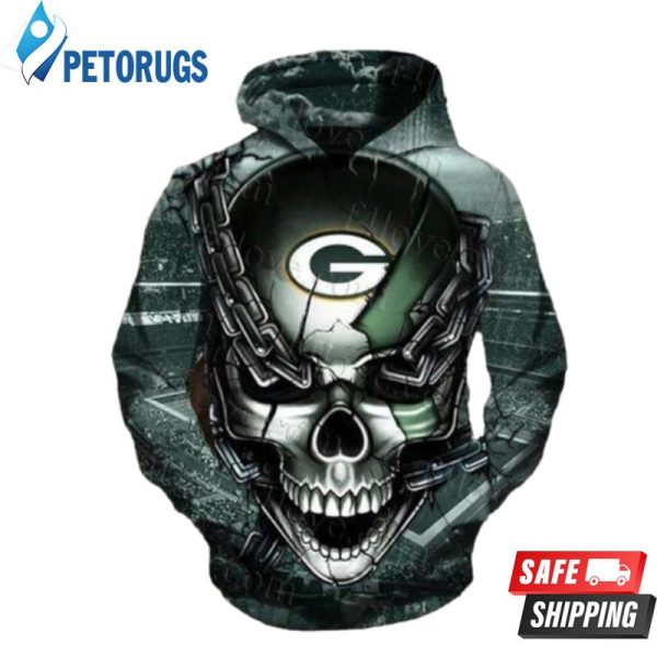 Green Bay Packers Skull 3D Hoodie