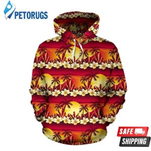 Hawaiian Tropical Sunset Hibiscus 3D Hoodie