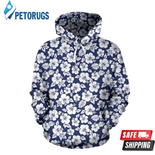 Hibiscus Blue Hawaiian Flower Style 3D Hoodie