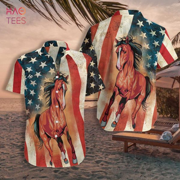 Horse American Flag Hawaiian Shirt