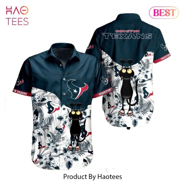 Houston Texans NFL Hawaiian Shirt Black Cat Graphic 3D Printed Hawaii Shirt Short Fan Ever