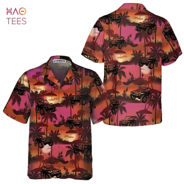 Jeep Tropical Sunset Pattern Hawaiian Shirt