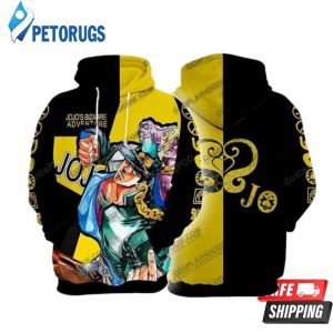 Jojo Bizarre Adventure Kujo Jotaro Yellow Cosplay 3D Hoodie